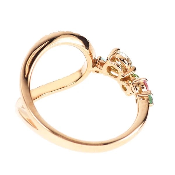 K18PG DIAMOND COLOR STONE RING - 2