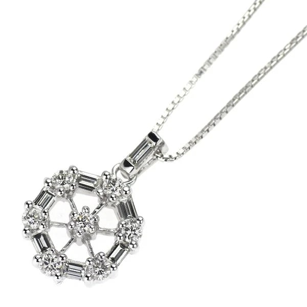 K18WG DIAMOND PENDANT NECKLACE: K18WG Diamond Pendant Necklace Brand: None Type/Style: Pendant Necklace Material: Metal Purity K18, Metal Gold, Main Stone/Creation Natural Color: White Gold Size: Necklace: Chain Length ?45.5