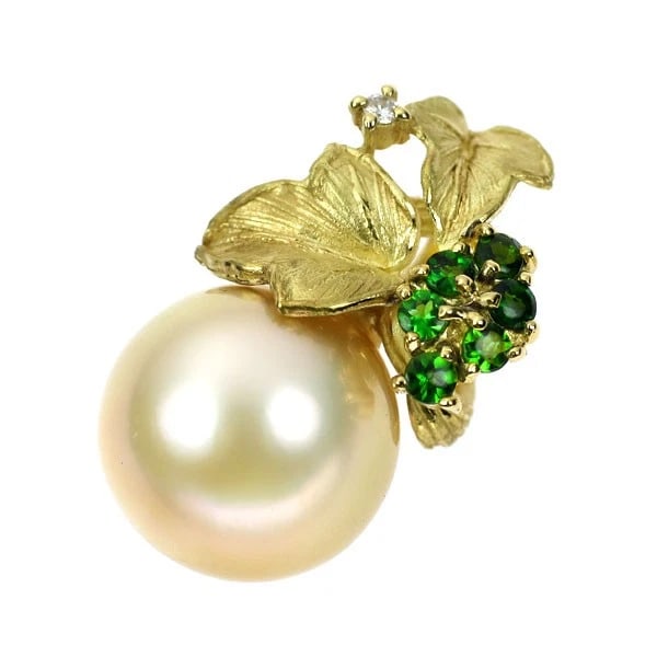 K18YG GOLDEN PEARL GREEN TOURMALINE DIAMOND PENDANT TOP: K18YG Golden Pearl Green Tourmaline Diamond Pendant Top Brand: None Type/Style: pendant top Material: Metal Purity K18, Metal Gold, Main Stone/Creation pearl/pearl Color: None Size: