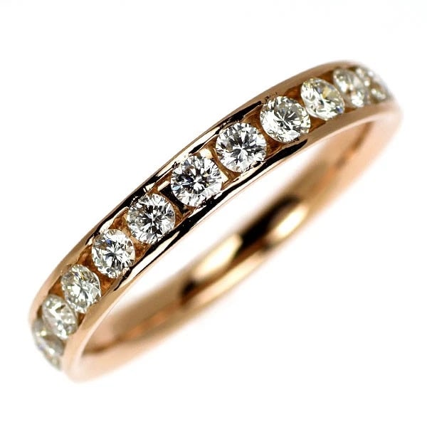 K18PG DIAMOND RING HALF ETERNITY: K18PG Diamond Ring Half Eternity Brand: None Type/Style: Ring Material: Metal Purity K18, Metal Gold, Main Stone/Creation Natural Color: None Size: 5.25 US Accessories: None Accessories