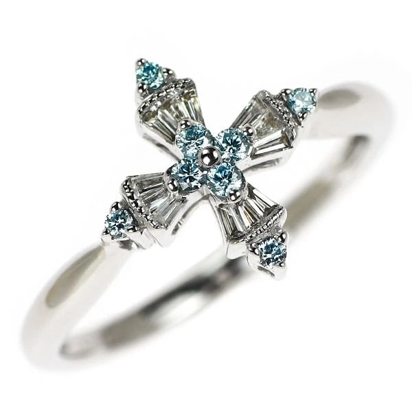 K18WG ICE BLUE/COLORLESS DIAMOND RING: K18WG Ice Blue/Colorless Diamond Ring Brand: None Type/Style: Ring Material: Metal Purity K18, Metal Gold, Main Stone/Creation Natural Color: White Gold Size: 6.25 - 6.5 US Accessories: None