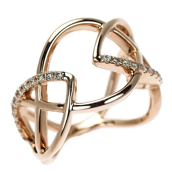 K18PG DIAMOND RING: K18PG diamond ring Brand: None Type/Style: Ring Material: Metal Purity K18, Metal Gold, Main Stone/Creation Natural Color: None Size: 6.25 - 6.5 US Accessories: None Accessories Notice: When