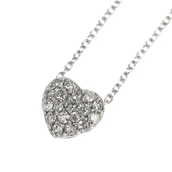 K18WG HEART PAVÉ DIAMOND PENDANT NECKLACE: K18WG Heart Pavé Diamond Pendant Necklace Brand: None Type/Style: Pendant Necklace Material: Metal Purity K18, Metal Gold, Main Stone/Creation Natural Color: White Gold Size: Necklace: Chain
