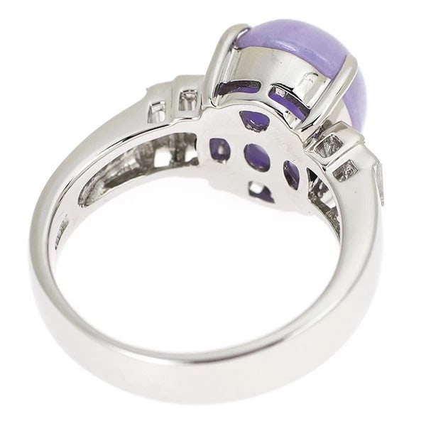 PT900 LAVENDER JADE DIAMOND RING - 2
