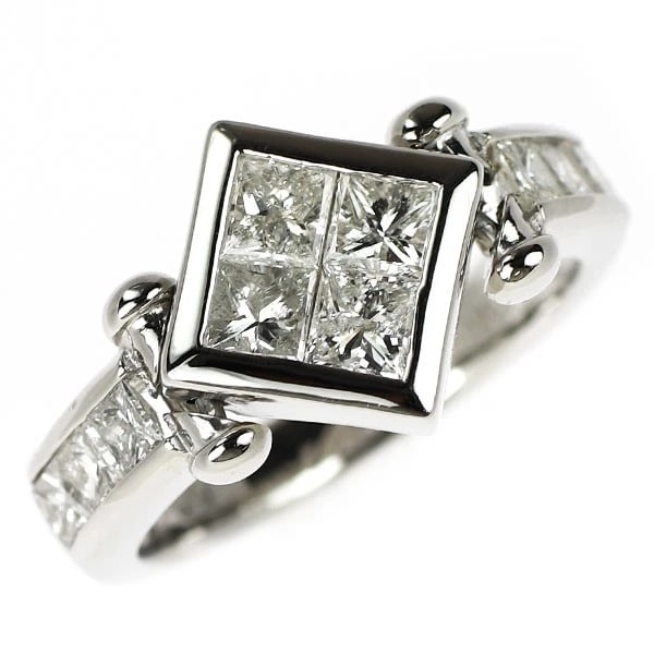 PT900 DIAMOND RING MYSTERY: Pt900 diamond ring mystery Brand: None Type/Style: Ring Material: Metal Purity 900, Metal Platinum, Main Stone/Creation Natural Color: None Size: 4.75 - 5 US Accessories: None Accessories