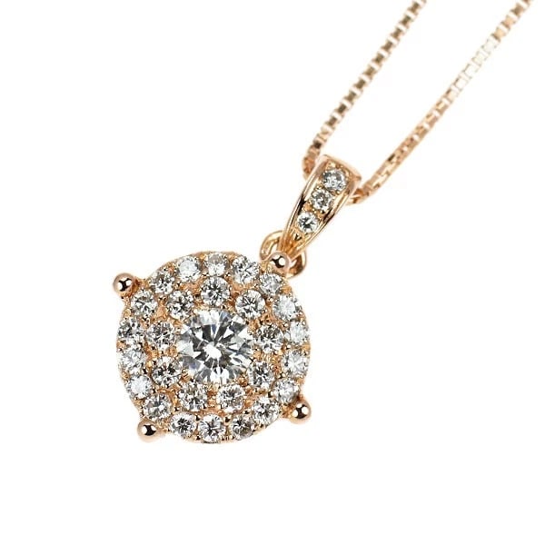 K18PG DIAMOND PENDANT NECKLACE: K18PG DIAMOND PENDANT NECKLACE Brand: None Type/Style: Pendant Necklace Material: Metal Purity K18, Metal Gold, Main Stone/Creation Natural Color: None Size: Necklace: Chain Length ?45.5 