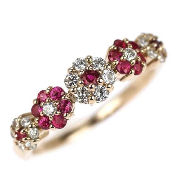 K18PG RUBY DIAMOND RING: K18PG Ruby Diamond Ring Brand: None Type/Style: Ring Material: Metal Purity K18, Metal Gold, Main Stone/Creation Ruby Color: Pink Gold Size: 4.5 US Accessories: None Accessories Notice: Wh
