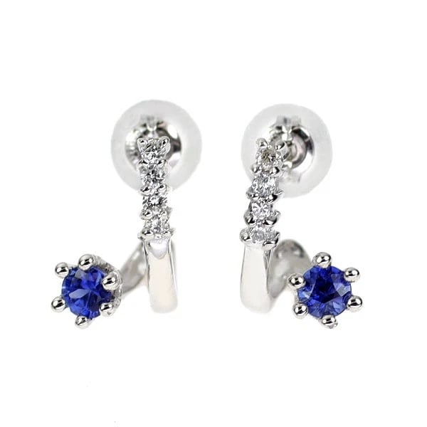 K18WG SAPPHIRE DIAMOND EARRING (1 of 2)