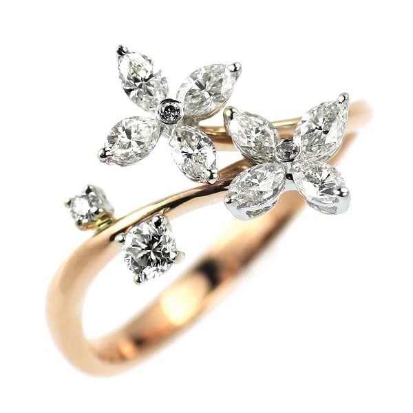 K18PG/ K18WG DIAMOND RING FLOWER: K18PG/ K18WG diamond ring flower Brand: None Type/Style: Ring Material: Metal Purity K18, Metal Gold, Main Stone/Creation Natural Color: Pink Gold Size: 6 US Accessories: None Accessories