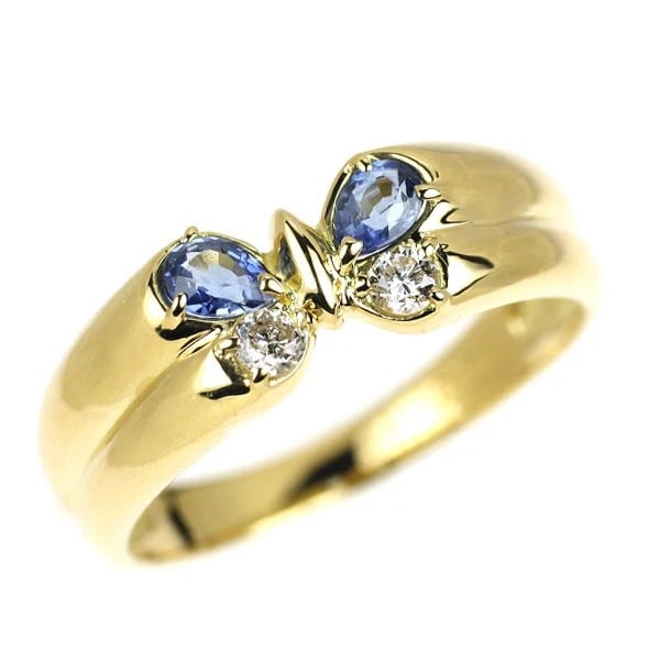 K18YG SAPPHIRE DIAMOND RING BUTTERFLY (1 of 2)