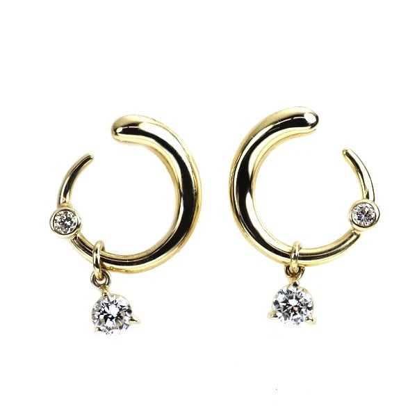 K18YG DIAMOND EARRING: K18YG diamond earring Brand: None Type/Style: piercing Material: Metal Purity K18, Metal Gold, Main Stone/Creation Natural Color: Yellow Gold Size: None Accessories: None Accessories Notice: