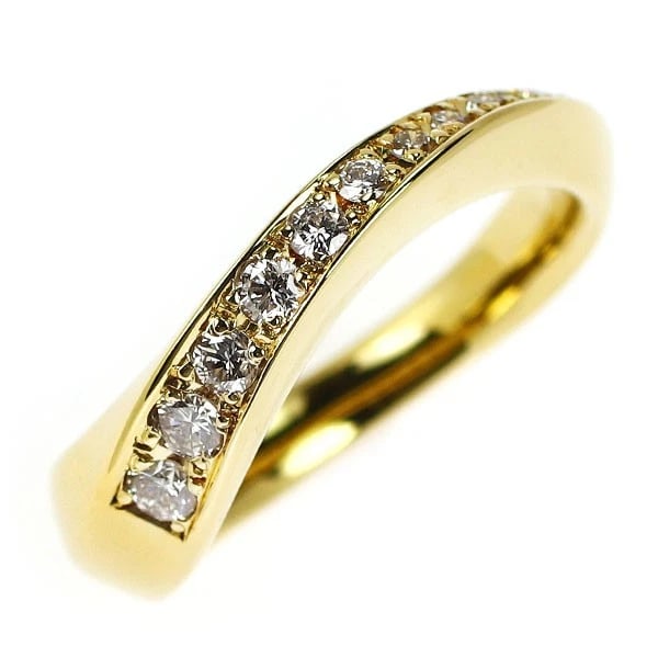 K18YG DIAMOND RING HALF ETERNITY: K18YG Diamond Ring Half Eternity Brand: None Type/Style: Ring Material: Metal Purity K18, Metal Gold, Main Stone/Creation Natural Color: None Size: 6 US Accessories: None Accessories Notice: