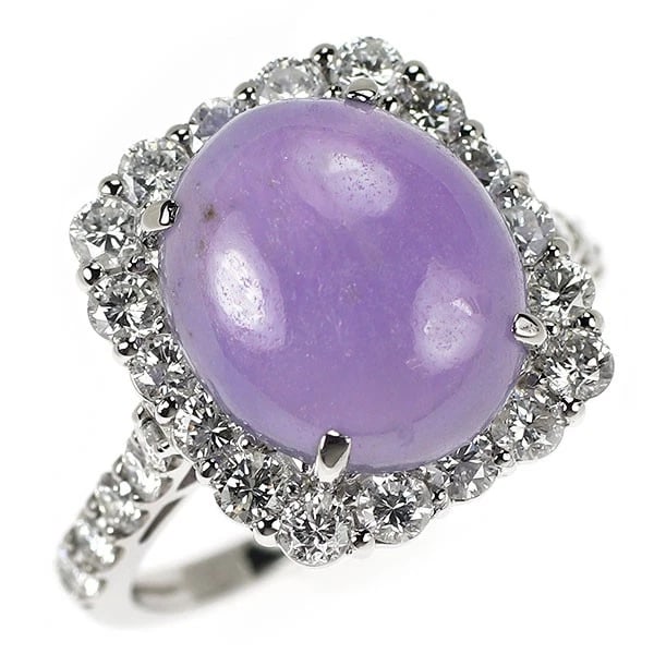 PT950 LAVENDER JADE DIAMOND RING (1 of 3)