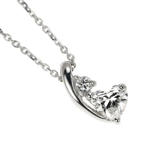 K18WG HEART SHAPE DIAMOND PENDANT NECKLACE: K18WG Heart Shape Diamond Pendant Necklace Brand: None Type/Style: Pendant Necklace Material: Metal Purity K18, Metal Gold, Main Stone/Creation Natural Color: None Size: