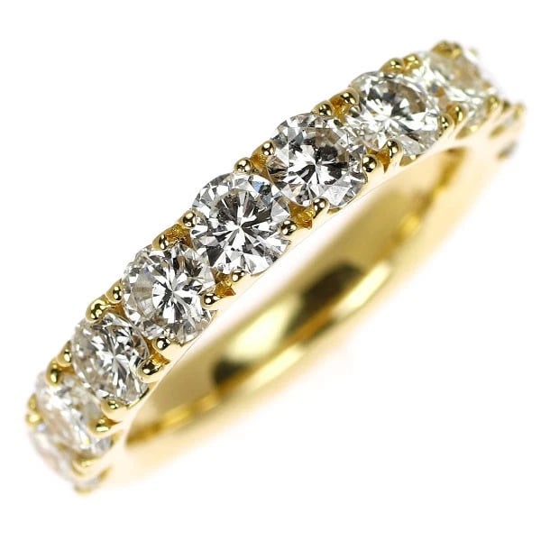 K18YG HALF ETERNITY DIAMOND RING: K18YG Half Eternity Diamond Ring Brand: None Type/Style: Ring Material: Metal Purity K18, Metal Gold, Main Stone/Creation Natural Color: None Size: 5.25 US Accessories: None Accessories