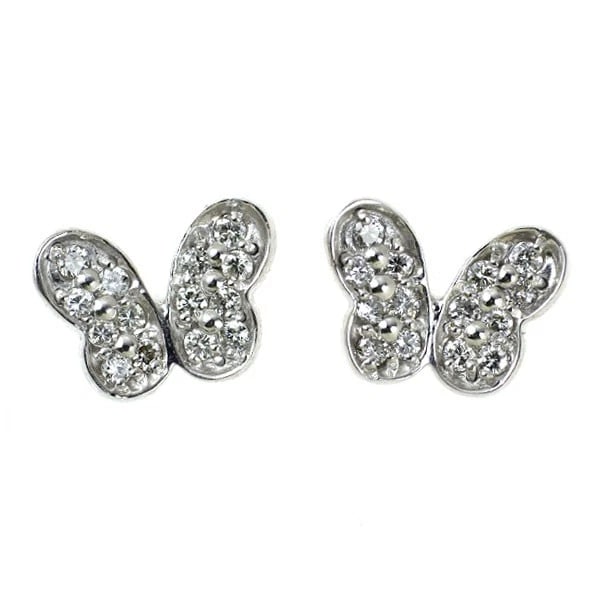 K18WG BUTTERFLY DIAMOND EARRINGS: K18WG butterfly diamond earrings Brand: None Type/Style: piercing Material: Metal Purity K18, Metal Gold, Main Stone/Creation Natural Color: White Gold Size: None Accessories: None