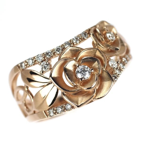 K18PG DIAMOND RING: K18PG Diamond Ring Brand: None Type/Style: Ring Material: Metal Purity K18, Metal Gold, Main Stone/Creation Natural Color: Pink Gold Size: 6 US Accessories: None Accessories Notice: When