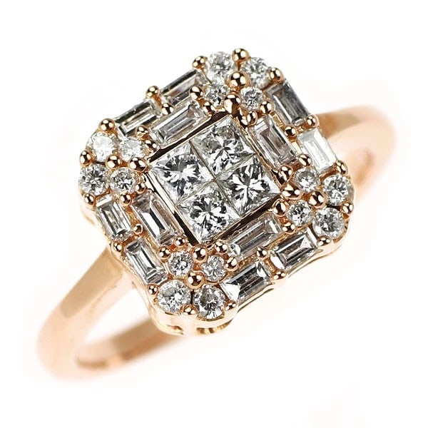 K18PG DIAMOND RING: K18PG diamond ring Brand: None Type/Style: Ring Material: Metal Purity K18, Metal Gold, Main Stone/Creation Natural Color: Pink Gold Size: 4.75 - 5 US Accessories: None Accessories Notice:
