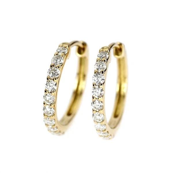K18YG DIAMOND HOOP EARRING: K18YG DIAMOND HOOP EARRING Brand: None Type/Style: piercing Material: Metal Purity K18, Metal Gold, Main Stone/Creation Natural Color: Yellow Gold Size: None Accessories: None Accessories