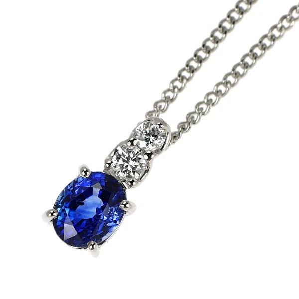 PT900/ PT850 SAPPHIRE DIAMOND PENDANT NECKLACE: Pt900/ Pt850 Sapphire Diamond Pendant Necklace Brand: None Type/Style: Pendant Necklace Material: Metal Purity 850, Metal Platinum, Main Stone/Creation sapphires Color: None Size: Necklace: