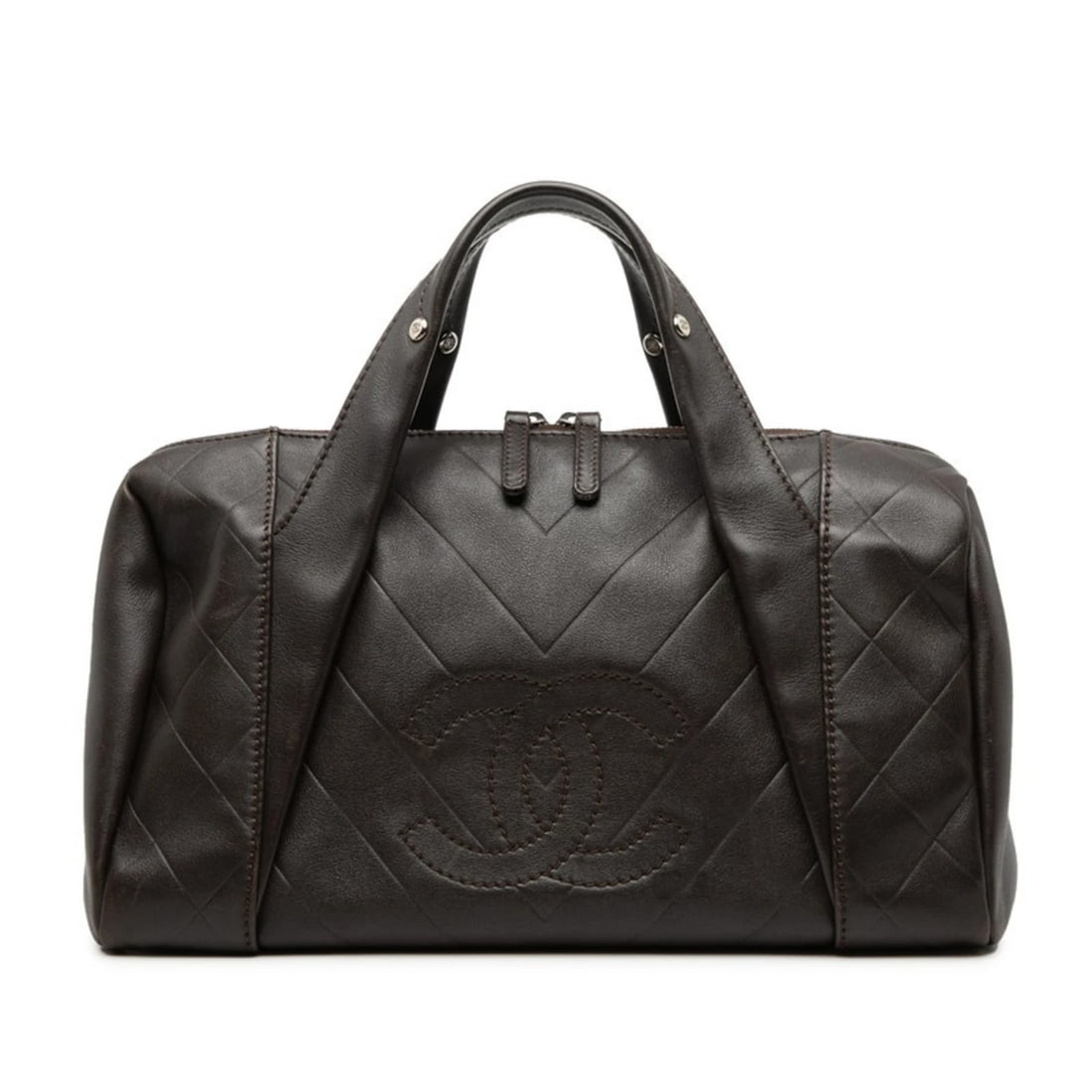 CHANEL COCO MARK MATELASSE CHEVRON HANDBAG/MINI BOSTON (1 of 4)