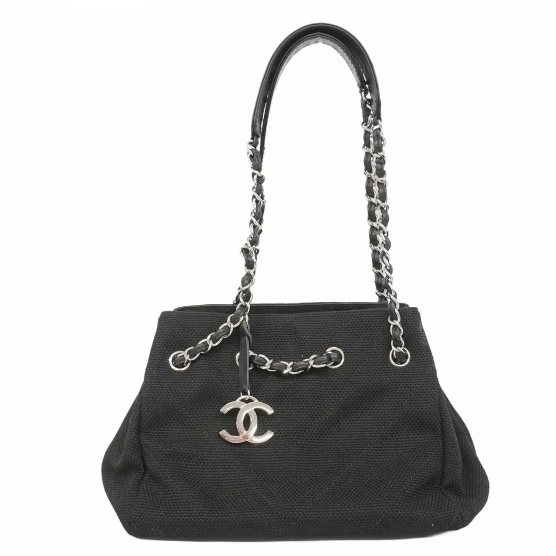 CHANEL SHOULDER BAG V-STITCH CHAIN SHOULDER: Chanel Shoulder Bag V-Stitch Chain Shoulder Brand: Chanel Type/Style: Shoulder bag Material: Canvas Color: Black Size: Size (HxWxD) 22cm x 30cm x 18cm / 8.66'' x 11.81'' x 7.08'' Accessories: Non