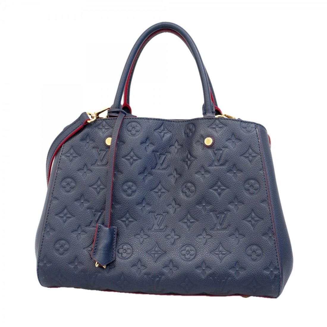 LOUIS VUITTON MONOGRAM EMPREINTE MONTAIGNE MM HANDBAG: Louis Vuitton Monogram Empreinte Montaigne MM Handbag Brand: Louis Vuitton Type/Style: Handbag Material: Monogram Color: Marine rouge Size: Size (HxWxD) 22cm x 28cm x 16cm / 8.66'' x 11.02'' x 6.2