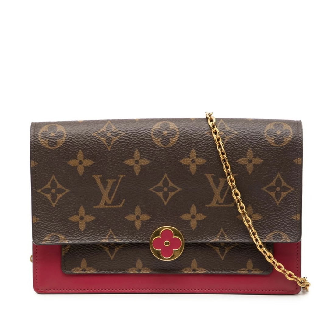 LOUIS VUITTON MONOGRAM PORTEFEUILLE FLORE CHAIN SHOULDER BAG (1 of 3)