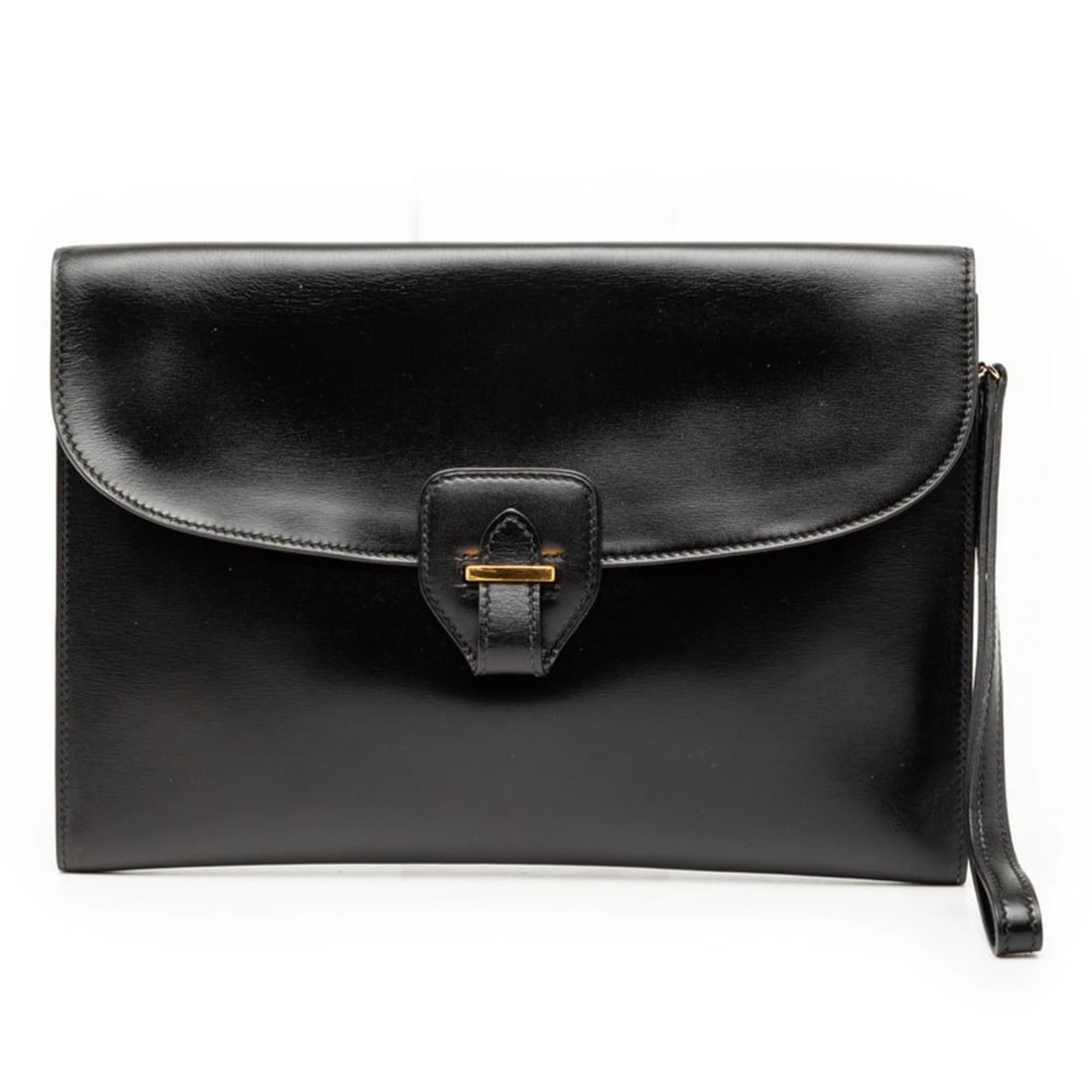 HERMES VINTAGE CLUTCH BAG/SECOND BAG: Hermes Vintage Clutch Bag/Second Bag Brand: Hermes Type/Style: Clutch bag Material: Box calf leather Color: Black Size: Size (HxWxD) 18cm x 26cm x 1.5cm / 7.08'' x 10.23'' x 0.59'' Accessories: N