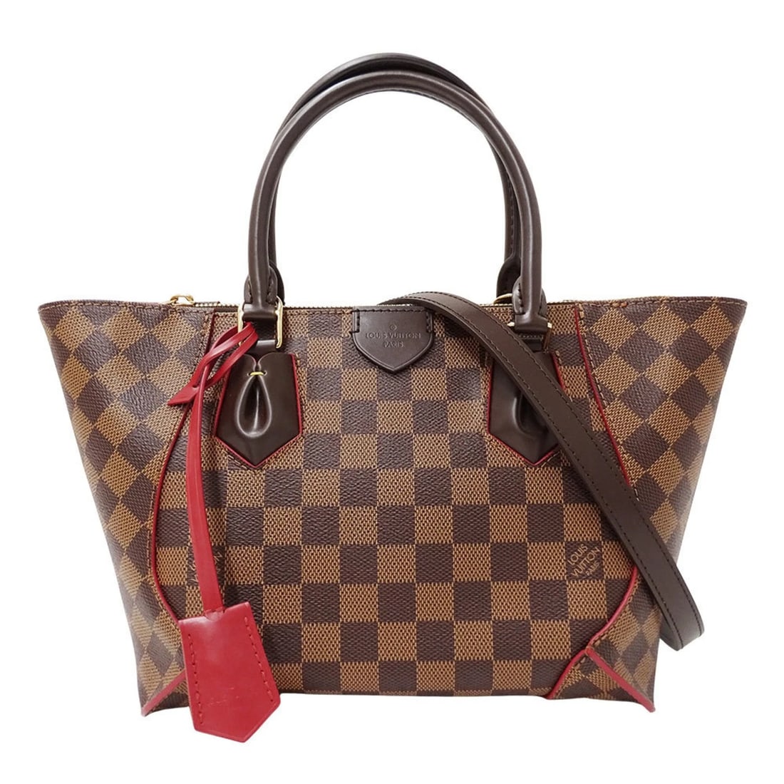 LOUIS VUITTON KAISA TOTE PM BAG WOMEN'S BRAND HANDBAG: Louis Vuitton Kaisa Tote PM Bag Women's Brand Handbag Brand: Louis Vuitton Type/Style: Handbag, Shoulder bag Material: Damier Canvas Color: Brown, Red color Size: Size (HxWxD) 19cm x 23cm x