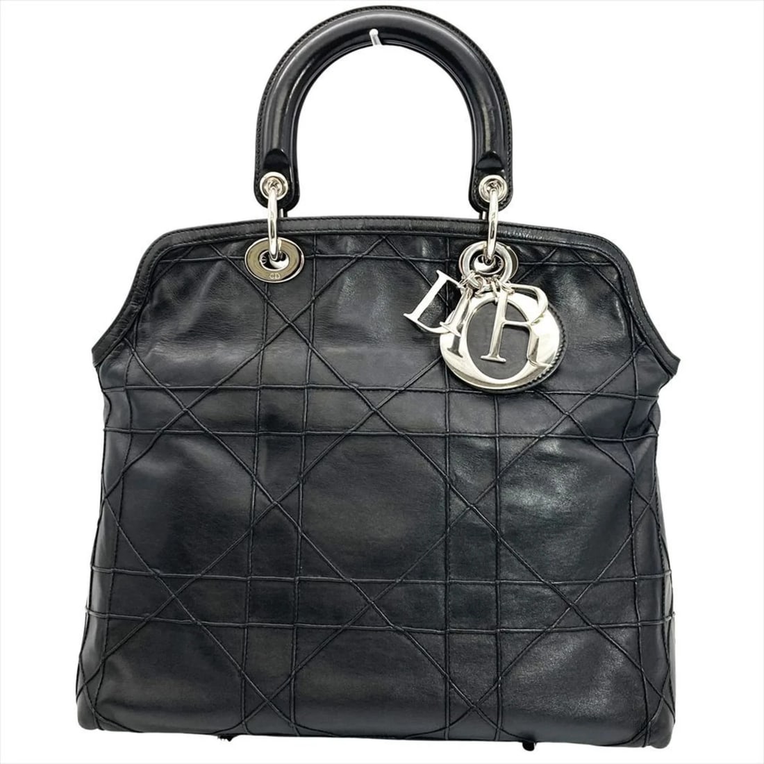 CHRISTIAN DIOR DIOR LADY CANNAGE HANDBAG: Christian Dior Dior Lady Cannage Handbag Brand: Christian Dior Type/Style: Handbag Material: Leather Color: Black Size: Size (HxWxD) 29cm x 35cm x 16cm / 11.41'' x 13.77'' x 6.29'' Accessories: N