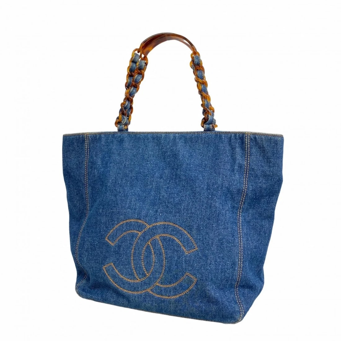 CHANEL CHAIN TOTE BAG DENIM BLUE WOMEN'S (1 of 10)