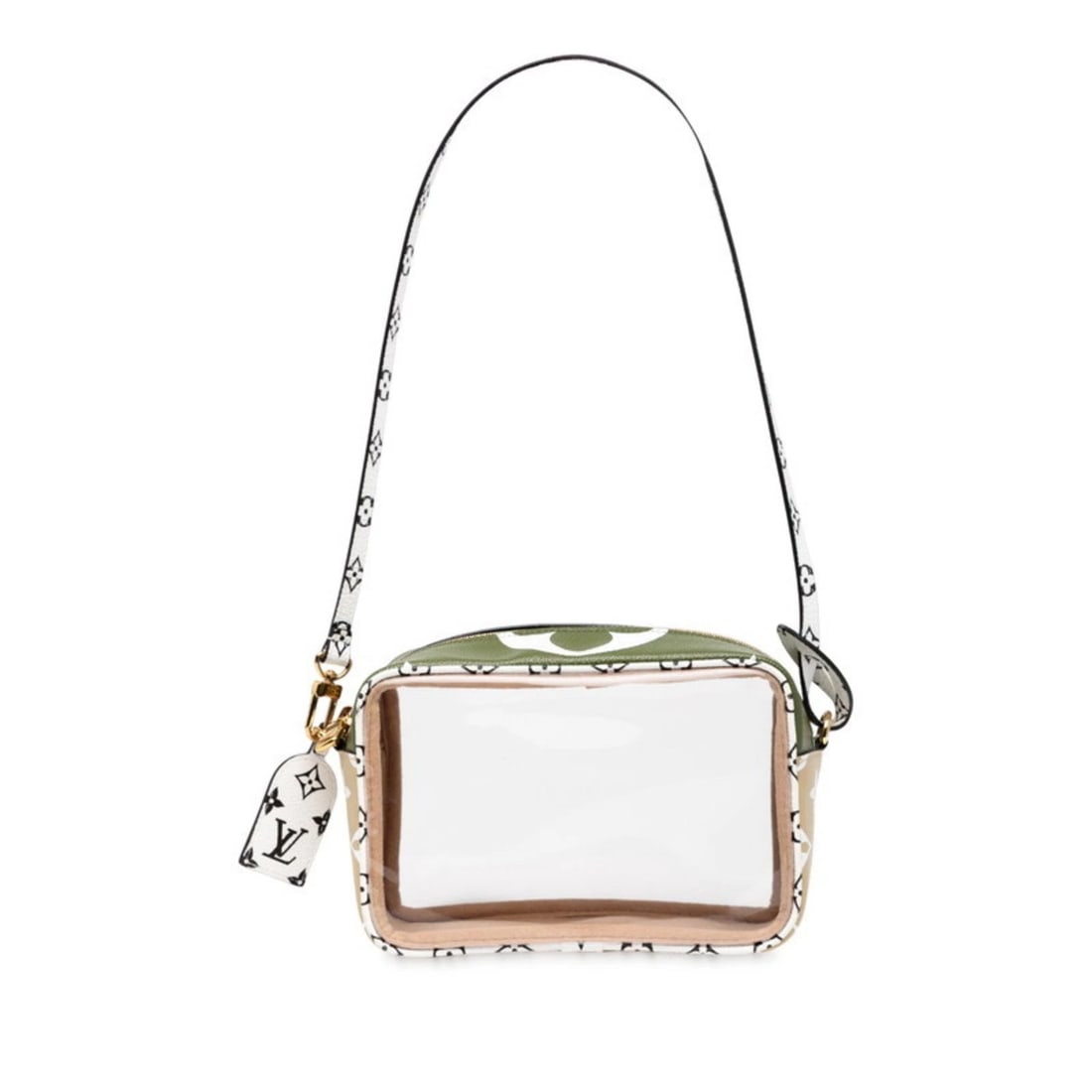 LOUIS VUITTON MONOGRAM GIANT BEACH POUCH ONE-SHOULDER BAG: Louis Vuitton Monogram Giant Beach Pouch One-Shoulder Bag Brand: Louis Vuitton Type/Style: Shoulder bag Material: PVC , Vinyl Color: Khaki, White Size: Size (HxWxD) 11cm x 16.5cm x 8cm / 4.33'' x