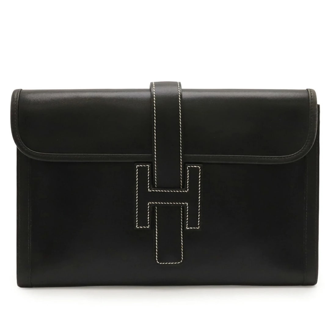 HERMES JIGE PM SECOND BAG/CLUTCH BAG: HERMES Jige PM Second Bag/Clutch Bag Brand: Hermes Type/Style: Clutch bag Material: Leather Color: Black Size: Size (HxWxD) 19.5cm x 29cm / 7.67'' x 11.41'' Accessories: None Accessories