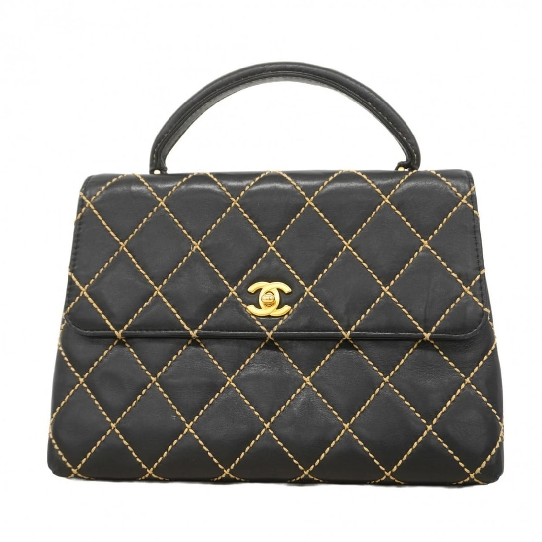 CHANEL HANDBAG WILD STITCH LAMBSKIN BLACK: Chanel handbag wild stitch lambskin black Brand: Chanel Type/Style: Handbag Material: Leather Color: Black Size: Size (HxWxD) 22cm x 30.5cm x 11.5cm / 8.66'' x 12'' x 4.52'' Accessories: None