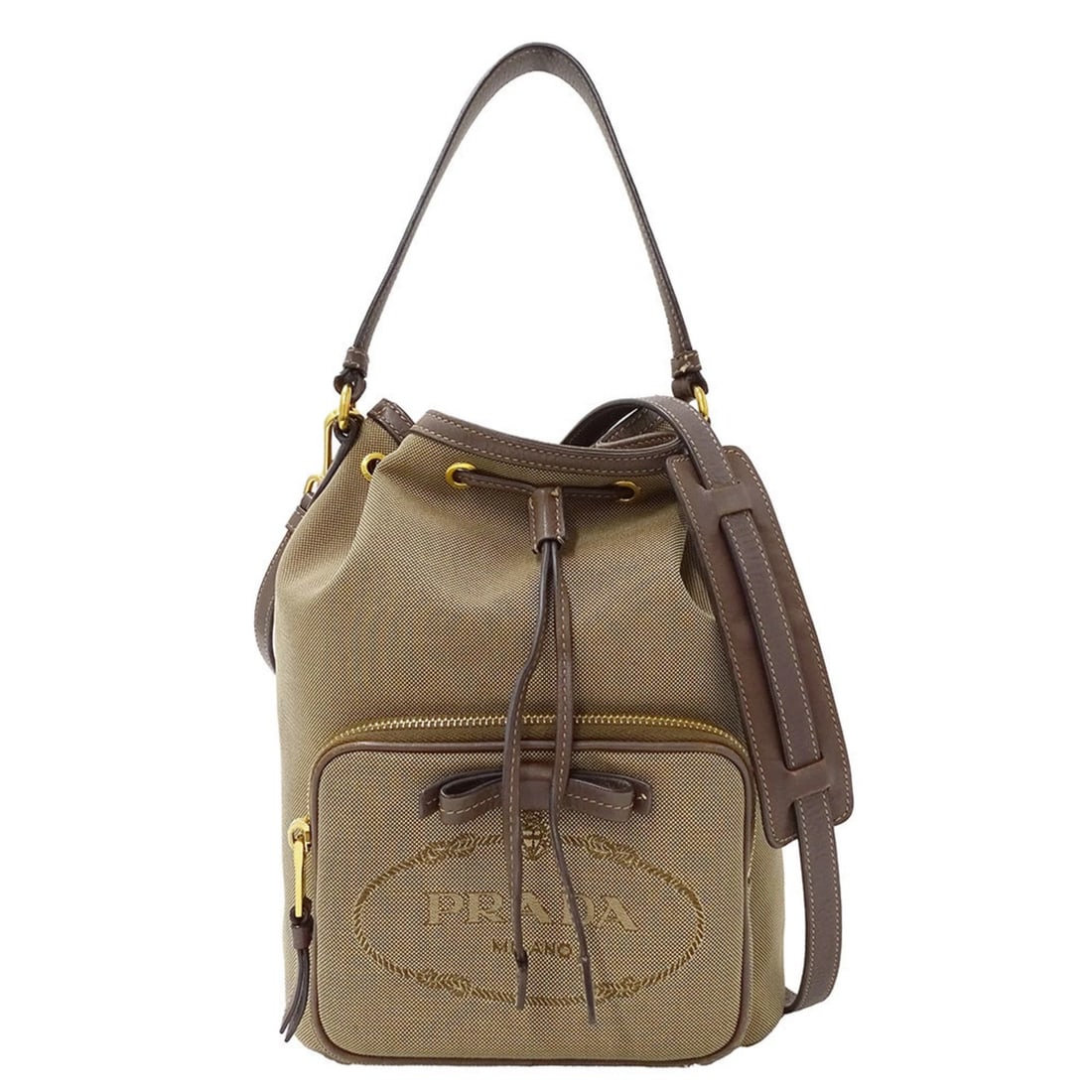 PRADA WOMEN'S BAG 2-WAY LOGO JACQUARD CANVAS HANDBAG/SHOULD (1 of 10)