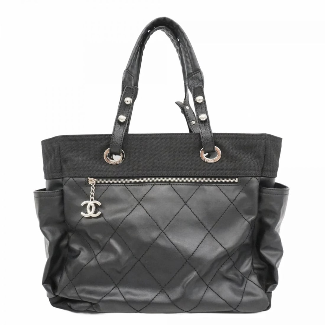 CHANEL PARIS-BIARRITZ CANVAS TOTE BAG BLACK: Chanel Paris-Biarritz canvas tote bag black Brand: Chanel Type/Style: Tote bag Material: Canvas Color: Black Size: Size (HxWxD) 30cm x 34cm x 14cm / 11.81'' x 13.38'' x 5.51'' Accessories: None