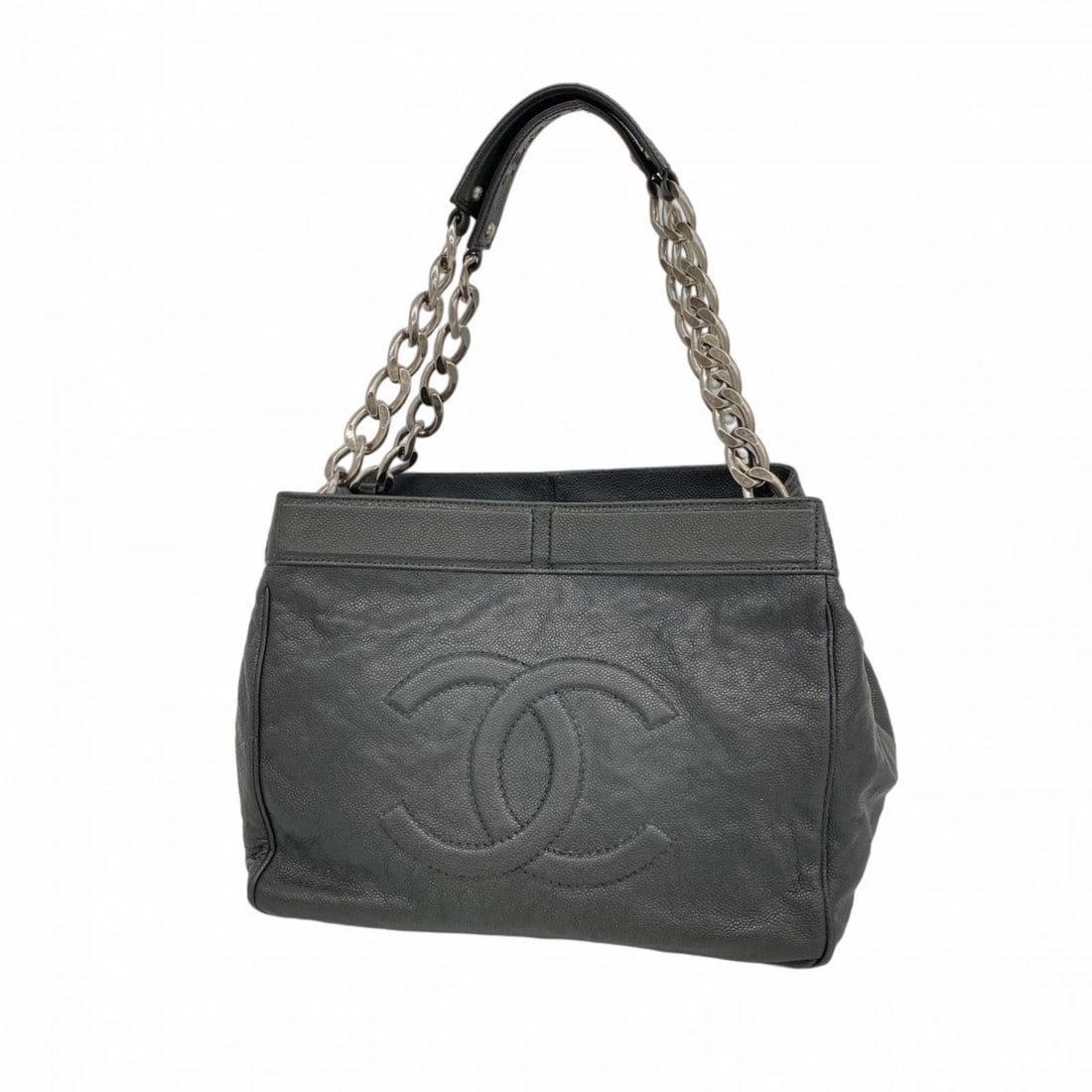 CHANEL CHAIN TOTE BAG IN CAVIARSKINLEATHER BLACK (1 of 9)