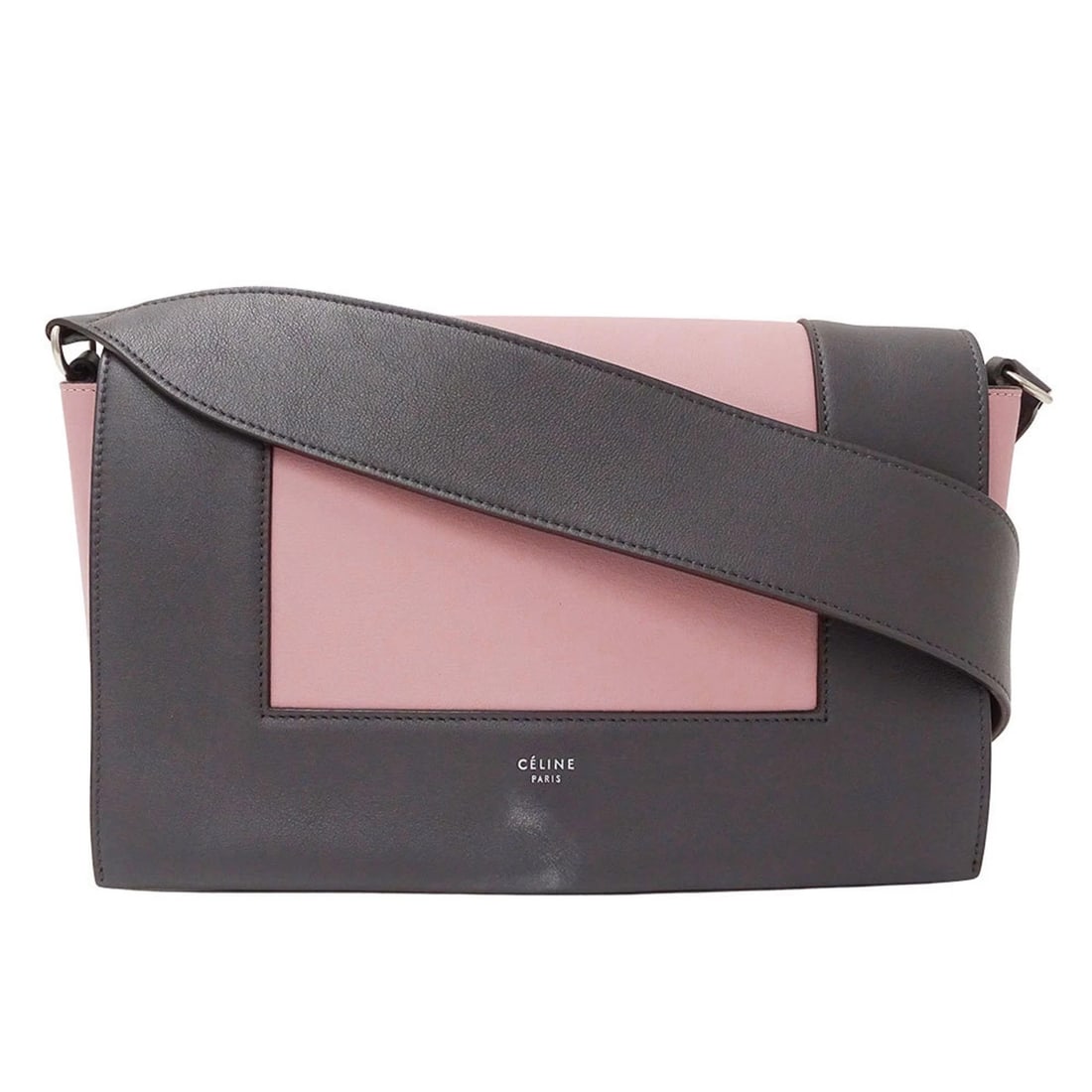 CELINE WOMEN'S LEATHER FRAME SHOULDER BAG: Celine Women's Leather Frame Shoulder Bag Brand: Celine Type/Style: Shoulder bag Material: Leather Color: Charcoal gray, Pink Size: Size (HxWxD) 16cm x 25cm x 10cm / 6.29'' x 9.84'' x 3.93'' Acce