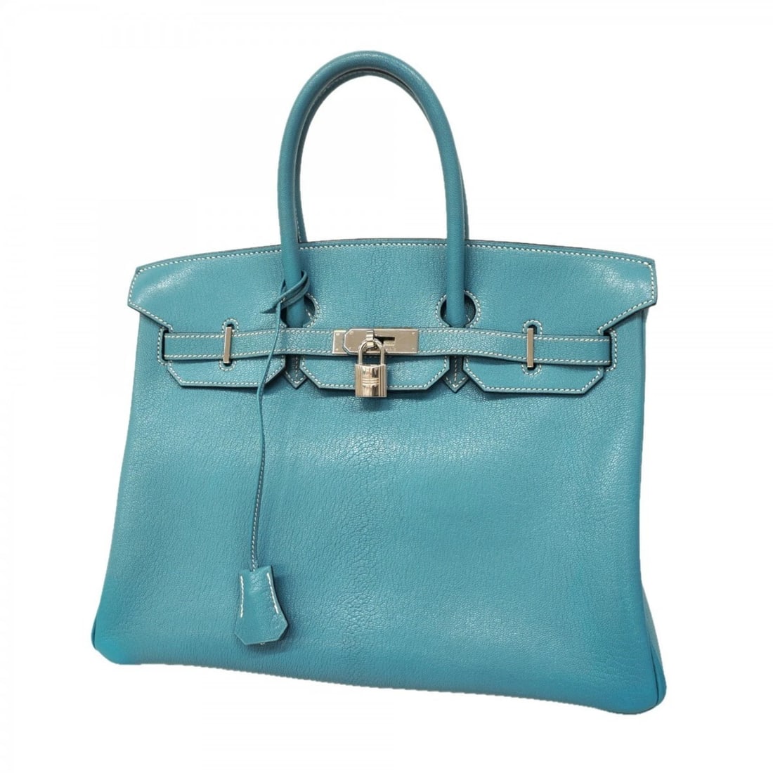 HERMES BIRKIN 35 CHEVRE COROMANDEL HANDBAG: Hermes Birkin 35 Chevre Coromandel Handbag Brand: Hermes Type/Style: Handbag Material: Chevre coromandel leather Color: Blue jean Size: Size (HxWxD) 27.5cm x 35cm x 19.5cm / 10.82'' x 13.77'' x 7.