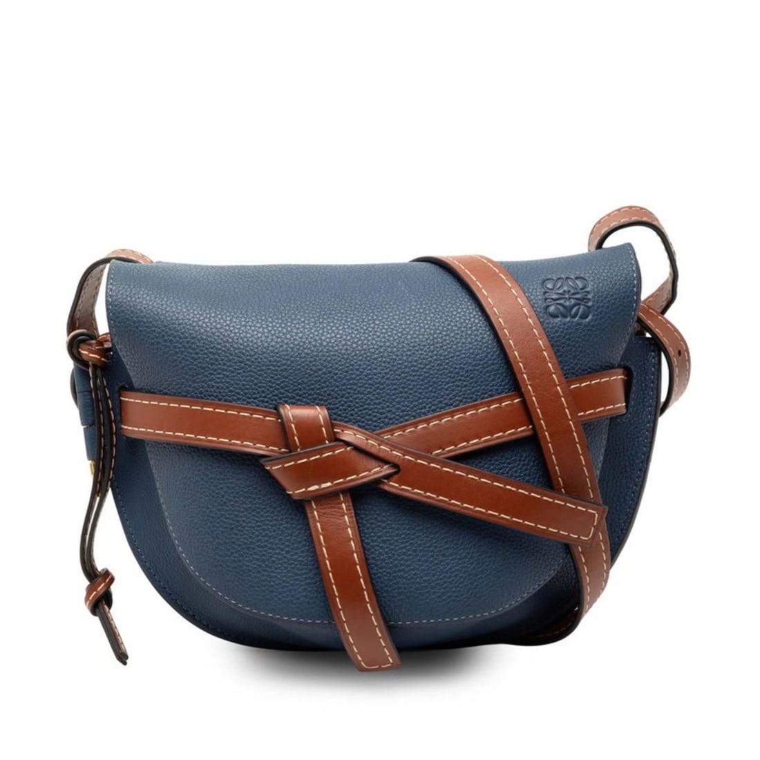 LOEWE GATE DUAL MINI SHOULDER BAG: LOEWE Gate Dual Mini Shoulder Bag Brand: Loewe Type/Style: Shoulder bag Material: Leather Color: Blue, Brown Size: Size (HxWxD) 20cm x 27cm x 11.5cm / 7.87'' x 10.62'' x 4.52'' Accessories: None