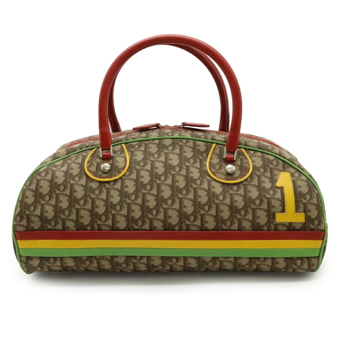 CHRISTIAN DIOR RASTA TROTTER HANDBAG: Christian Dior Rasta Trotter Handbag Brand: Christian Dior Type/Style: Handbag Material: Coated canvas , Leather Color: Beige, Green, Red color, Yellow Size: Size (HxWxD) 17cm x 37cm x 21cm / 6.69