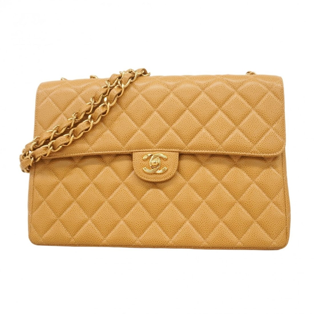CHANEL SHOULDER BAG DECA MATELASSE DOUBLE CHAIN: Chanel Shoulder Bag Deca Matelasse Double Chain Brand: Chanel Type/Style: Shoulder bag Material: Grained Calfskin Color: Beige Size: Size (HxWxD) 22cm x 30cm x 8cm / 8.66'' x 11.81'' x 3.14'' Acc