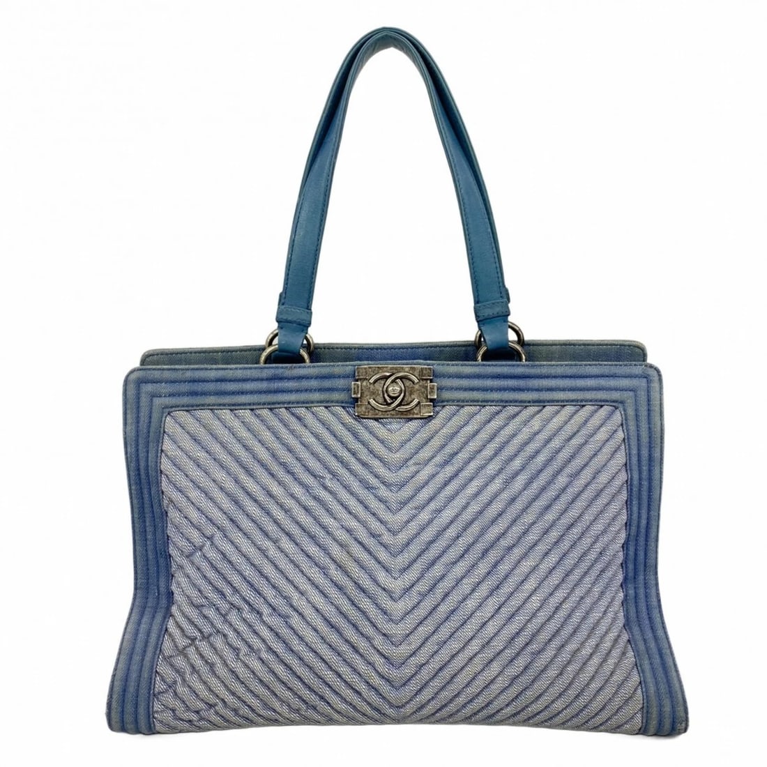 CHANEL BOY DENIM BLUE TOTE BAG FOR WOMEN (1 of 10)