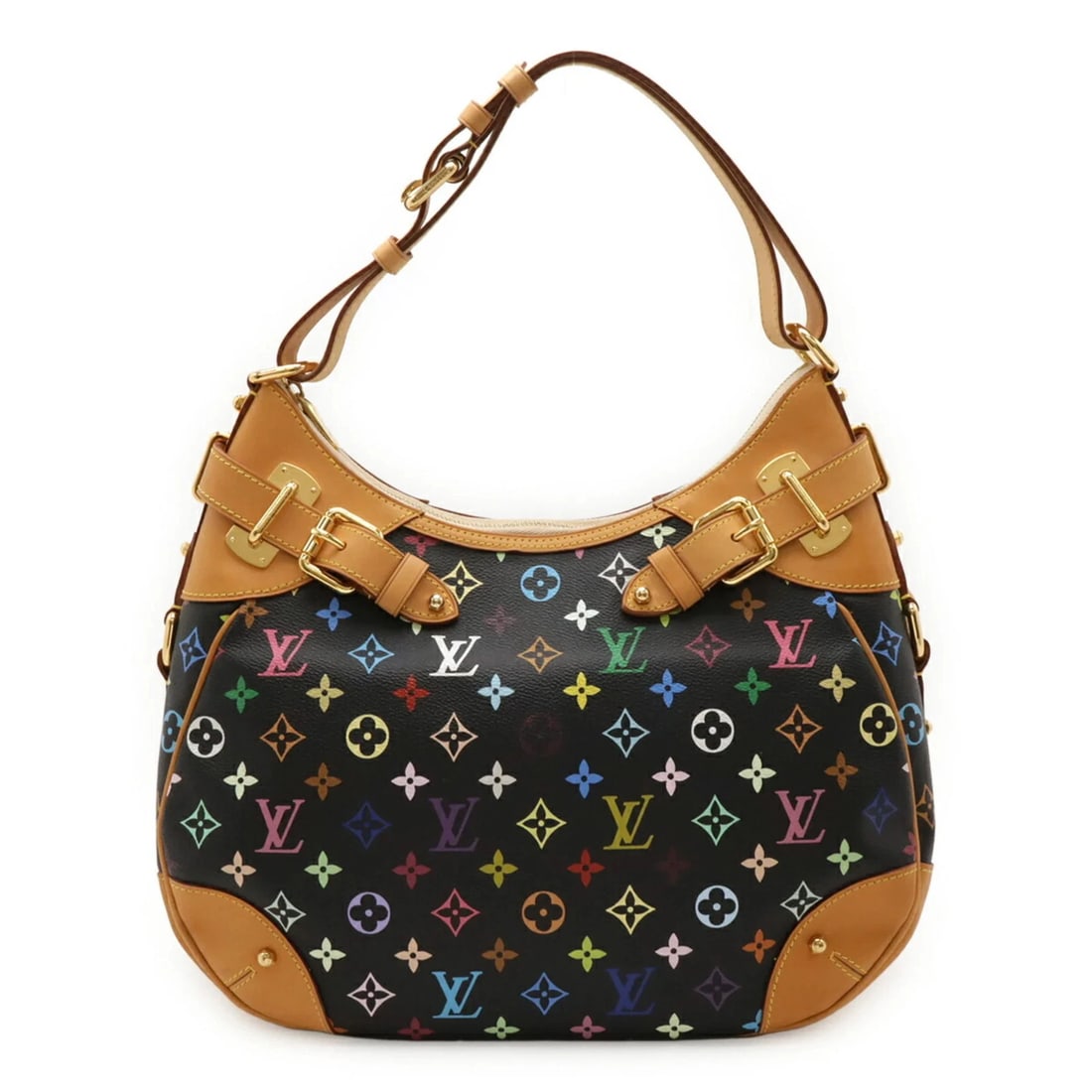 LOUIS VUITTON MONOGRAM MULTICOLORE GRETA SHOULDER BAG: LOUIS VUITTON Monogram Multicolore Greta Shoulder Bag Brand: Louis Vuitton Type/Style: Shoulder bag Material: PVC Color: Black Size: Size (HxWxD) 32cm x 38cm x 10cm / 12.59'' x 14.96'' x