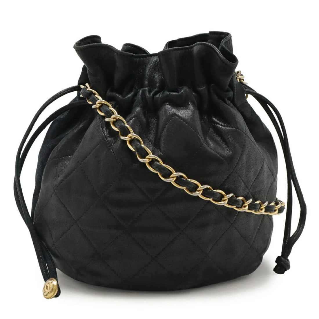 CHANEL MATELASSE CHAIN SHOULDER BAG POCHETTE LEATHER LAMB BLACK (1 of 9)