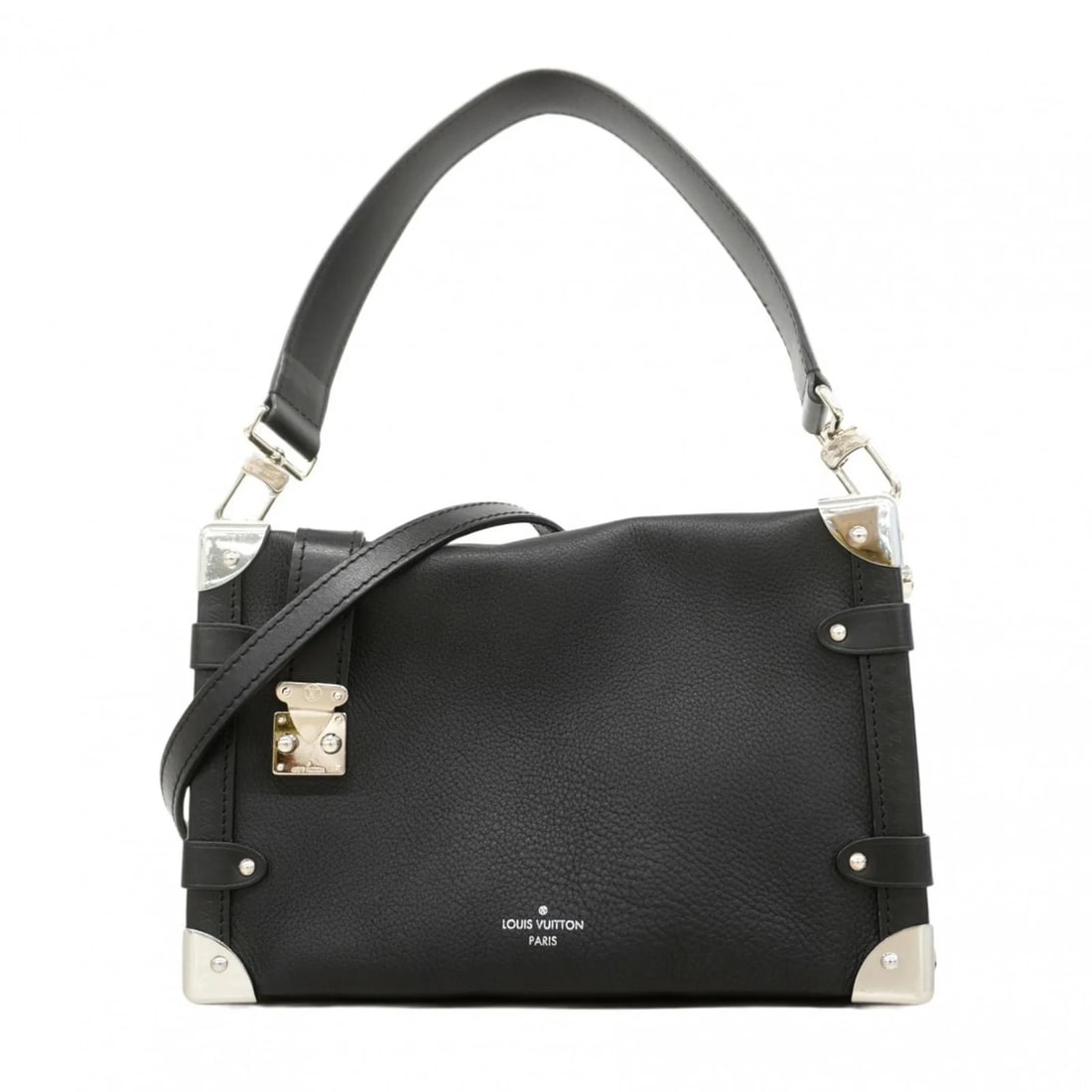 LOUIS VUITTON SIDE TRUNK MM M25160 NOIR 2-WAY BAG: Louis Vuitton Side Trunk MM M25160 Noir 2-way bag Brand: Louis Vuitton Type/Style: Handbag Material: none Color: Noir Size: Size (HxWxD) 15.5cm x 23cm x 8cm / 6.1'' x 9.05'' x 3.14'' Accessories: