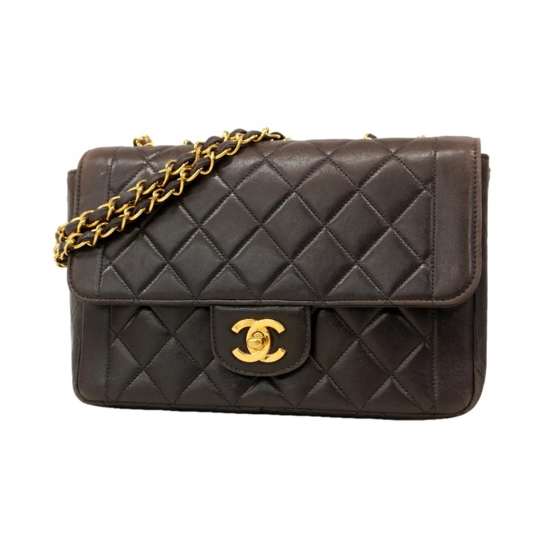 CHANEL SHOULDER BAG MATELASSE W CHAIN LAMBSKIN BLACK (1 of 9)
