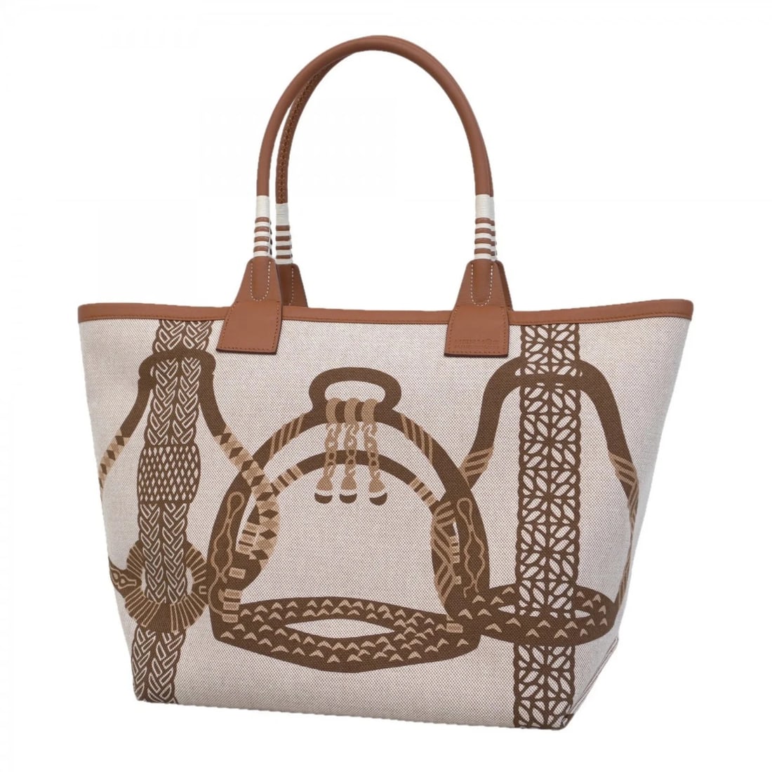 HERMES STEEPLE 28 TOILE H BEIGE TOTE BAG WOMEN'S (1 of 8)