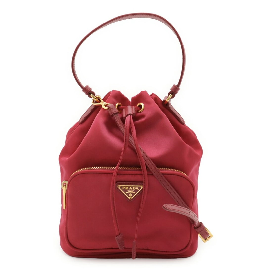 PRADA HANDBAG BUCKET BAG SHOULDER: Prada handbag bucket bag shoulder Brand: Prada Type/Style: Handbag, Shoulder bag Material: Nylon Color: Pink Size: Size (HxWxD) 23cm x 17.5cm x 12cm / 9.05'' x 6.88'' x 4.72'' Accessories:
